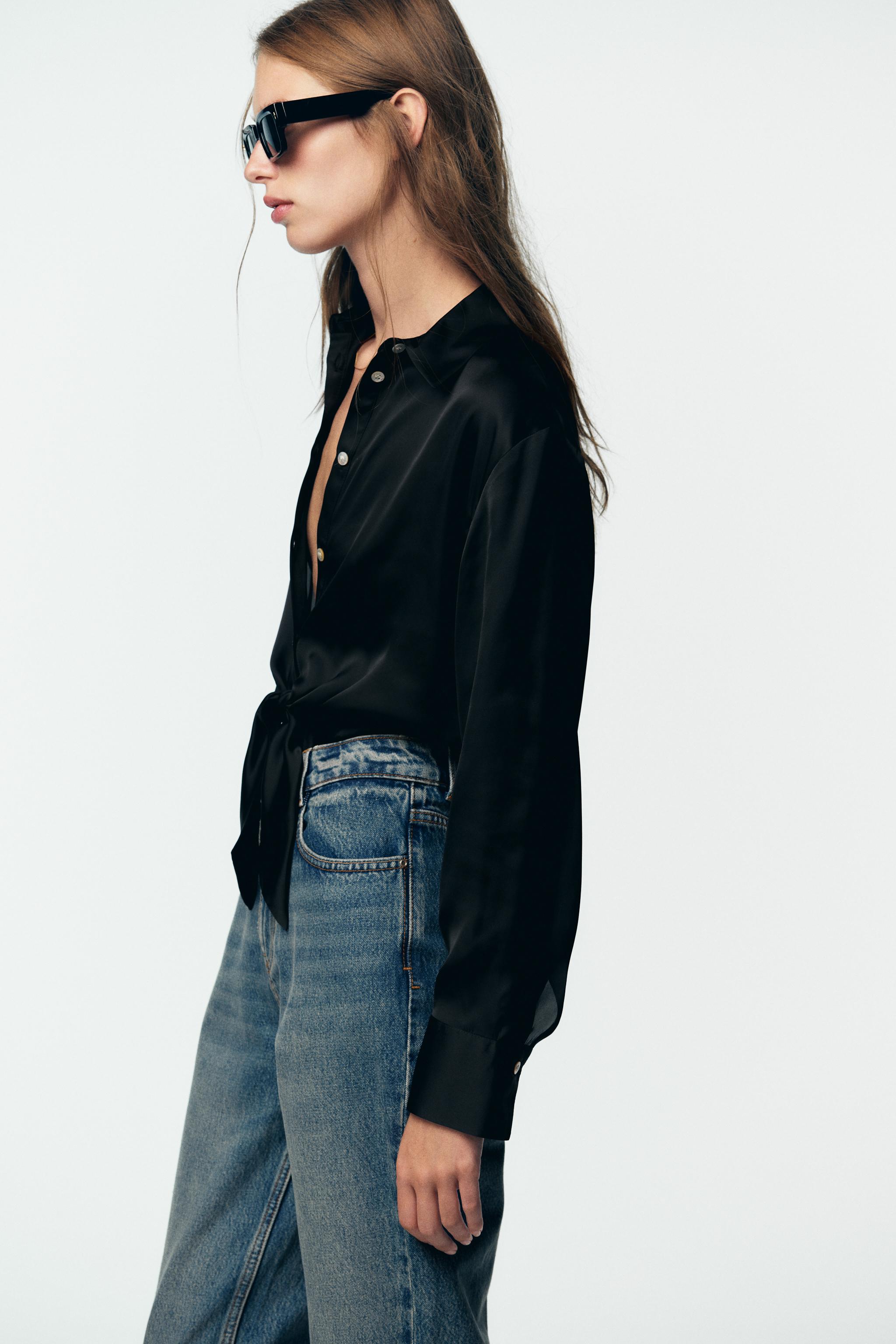 KNOTTED SATIN EFFECT SHIRT